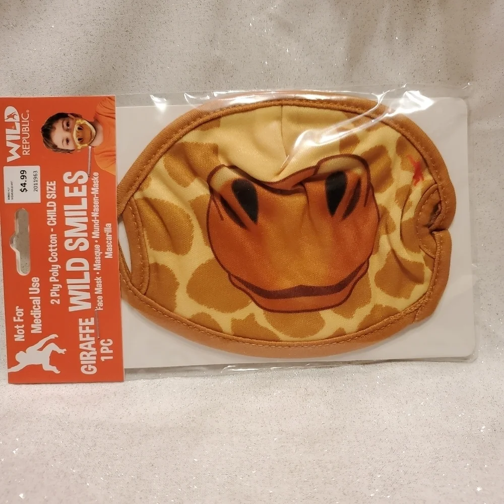 𝅺$3/$12 New - Wild Republic - Wild Smiles - Reusable, Washable Face Mask / child